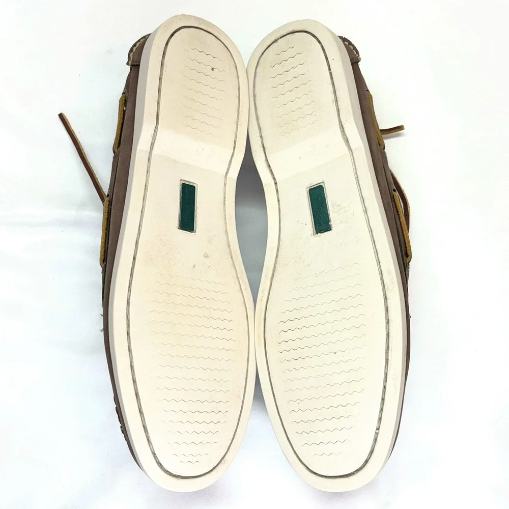 LL Bean Casco Bay Leather Boat Shoes Mens US 10.5‎ D Brown Moccasin Loafers